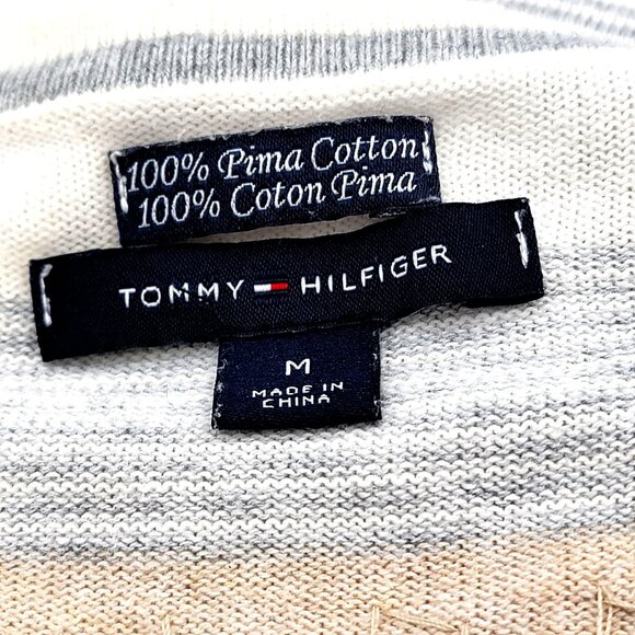 Tommy Hilfiger Womens Striped Cardigan With Pearl Accents 100% Pima Size M - Picture 6 of 16